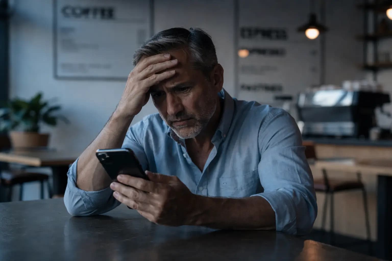 Negative Bewertung auf einem Smartphone, das Problem ohne Veridaro